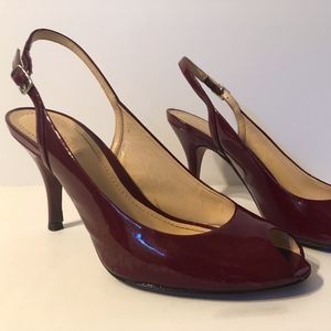 Red Patent Slingback Open Toe Shoe